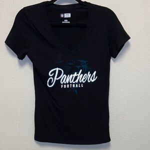 Carolina Panthers Women’s Black V-Neck Game Day NFL Fan T-Shirt 3586